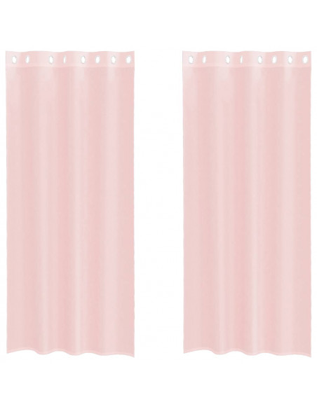 Tende in Voile con Occhielli 2 pz Rosa Chiaro 140x225 cm