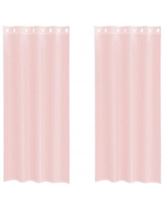 Tende in Voile con Occhielli 2 pz Rosa Chiaro 140x245 cm 2