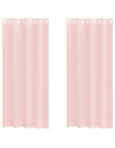 Tende in Voile con Occhielli 2 pz Rosa Chiaro 140x245 cm
