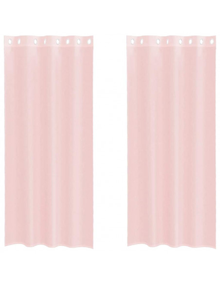 Tende in Voile con Occhielli 2 pz Rosa Chiaro 140x245 cm