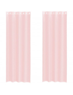 Tende in Voile con Occhielli 2 pz Rosa Chiaro 140x260 cm 2