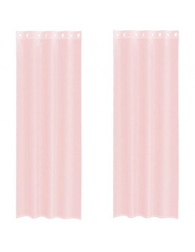 Tende in Voile con Occhielli 2 pz Rosa Chiaro 140x300 cm