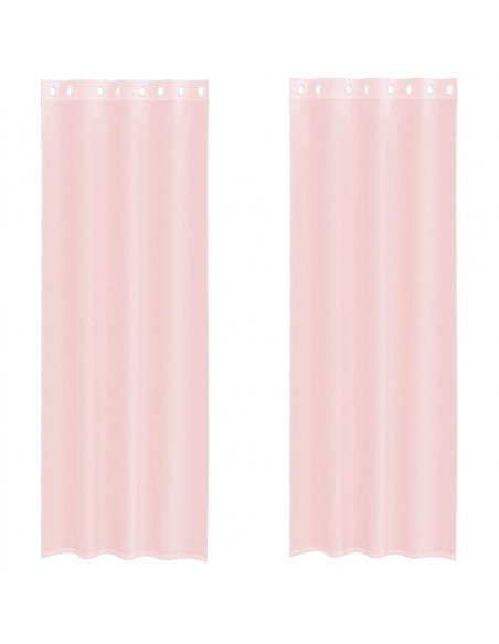 Tende in Voile con Occhielli 2 pz Rosa Chiaro 140x300 cm