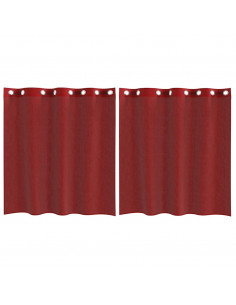 Tende in Voile con Occhielli 2 pz Rosso Vino 2