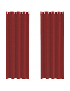 Tende in Voile con Occhielli 2 pz Rosso Vino 2