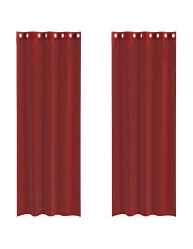 Tende in Voile con Occhielli 2 pz Rosso Vino