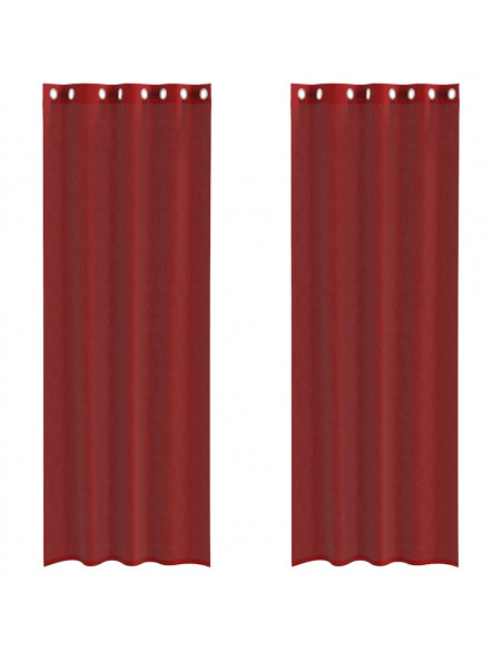 Tende in Voile con Occhielli 2 pz Rosso Vino