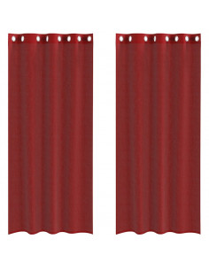 Tende in Voile con Occhielli 2 pz Rosso Vino 2