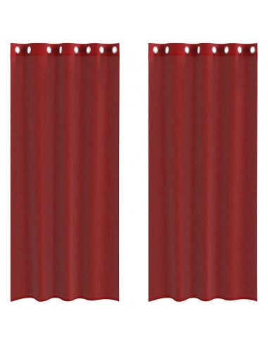 Tende in Voile con Occhielli 2 pz Rosso Vino