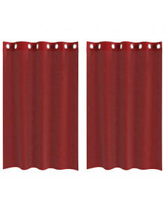 Tende in Voile con Occhielli 2 pz Rosso Vino 2