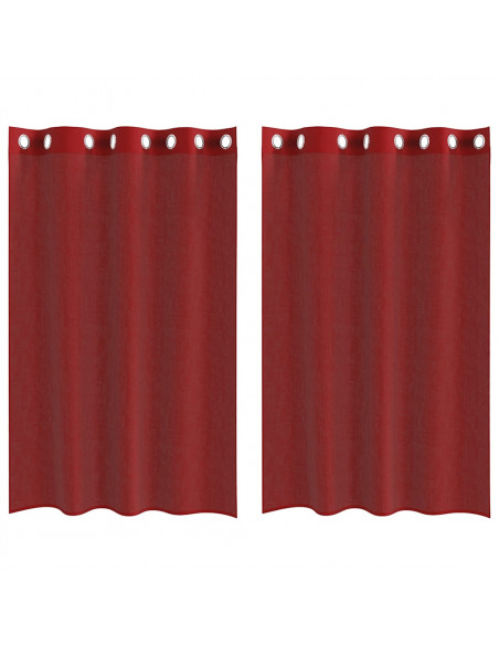 Tende in Voile con Occhielli 2 pz Rosso Vino