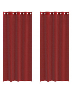 Tende in Voile con Occhielli 2 pz Rosso Vino 2
