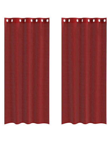 Tende in Voile con Occhielli 2 pz Rosso Vino