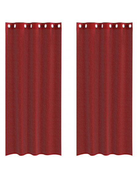 Tende in Voile con Occhielli 2 pz Rosso Vino