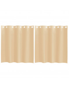 Tende in Voile con Occhielli 2 pz Sabbia 2