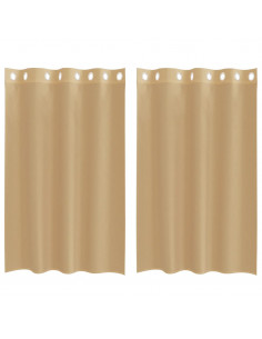 Tende in Voile con Occhielli 2 pz Sabbia 2