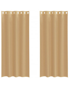Tende in Voile con Occhielli 2 pz Sabbia 2