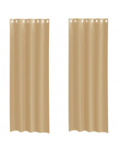 Tende in Voile con Occhielli 2 pz Sabbia 2