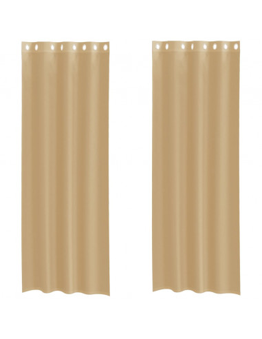 Tende in Voile con Occhielli 2 pz Sabbia