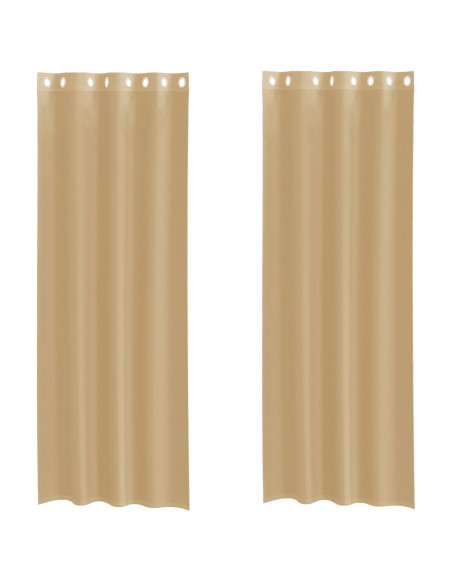 Tende in Voile con Occhielli 2 pz Sabbia