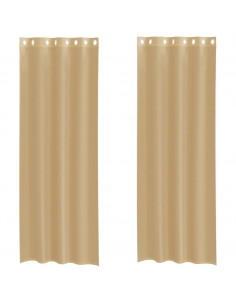 Tende in Voile con Occhielli 2 pz Sabbia 2