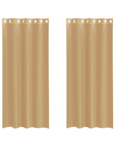 Tende in Voile con Occhielli 2 pz Sabbia 2