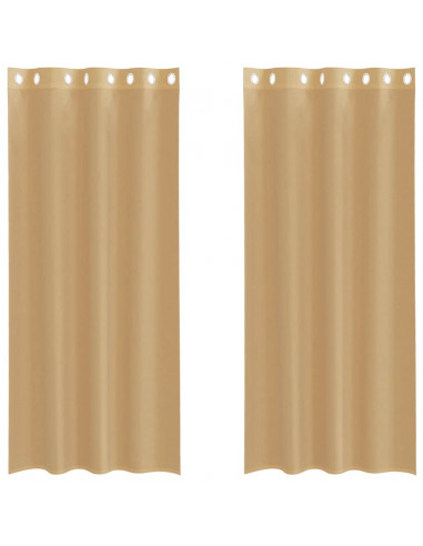 Tende in Voile con Occhielli 2 pz Sabbia