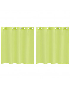 Tende in Voile con Occhielli 2 pz Verde Mela 140x140 cm 2