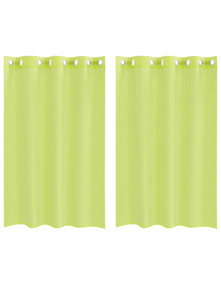 Tende in Voile con Occhielli 2 pz Verde Mela 140x175 cm
