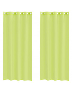 Tende in Voile con Occhielli 2 pz Verde Mela 140x225 cm 2