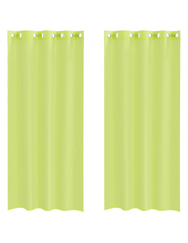 Tende in Voile con Occhielli 2 pz Verde Mela 140x225 cm
