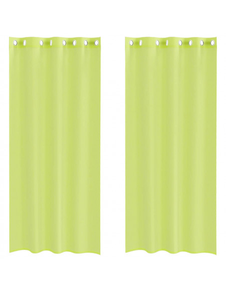 Tende in Voile con Occhielli 2 pz Verde Mela 140x225 cm