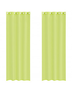 Tende in Voile con Occhielli 2 pz Verde Mela 140x260 cm 2
