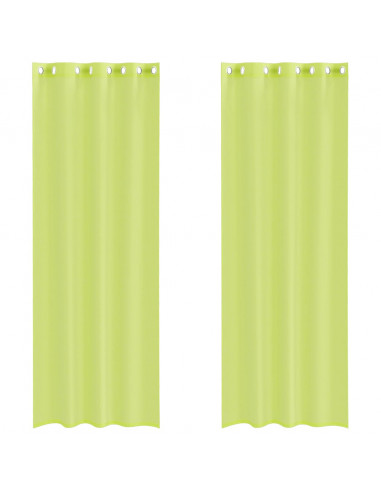 Tende in Voile con Occhielli 2 pz Verde Mela 140x260 cm