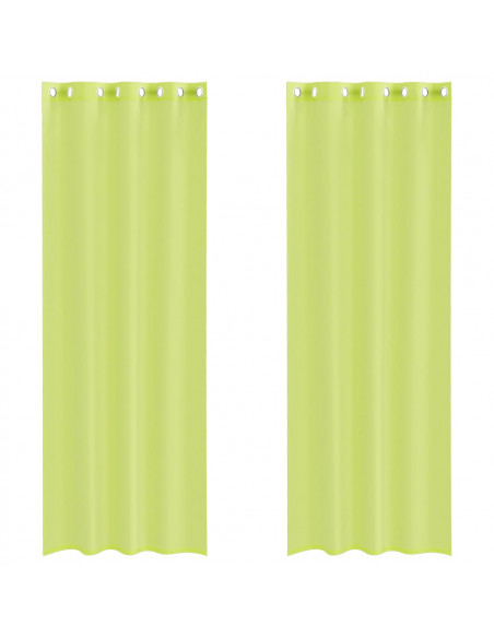 Tende in Voile con Occhielli 2 pz Verde Mela 140x260 cm