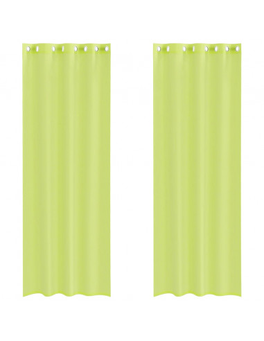 Tende in Voile con Occhielli 2 pz Verde Mela 140x300 cm
