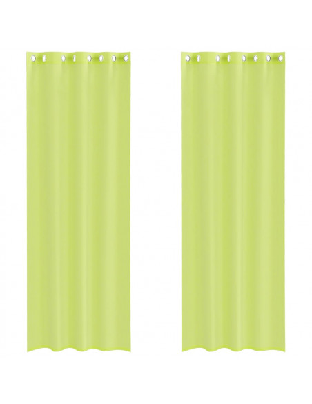 Tende in Voile con Occhielli 2 pz Verde Mela 140x300 cm