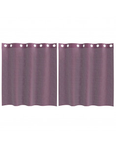 Tende in Voile con Occhielli 2 pz Viola 140x140 cm 2