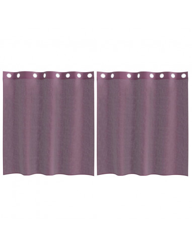 Tende in Voile con Occhielli 2 pz Viola 140x140 cm