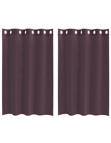 Tende in Voile con Occhielli 2 pz Viola 140x175 cm