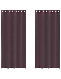 Tende in Voile con Occhielli 2 pz Viola 140x225 cm 2