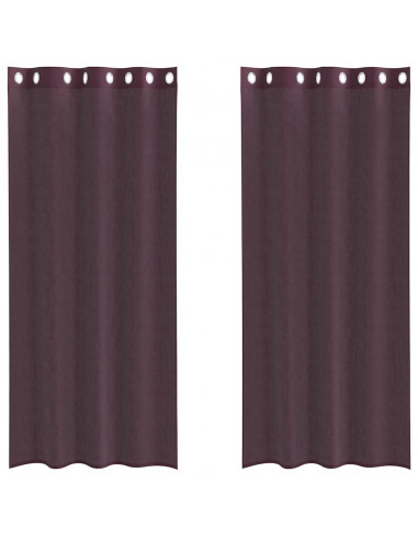 Tende in Voile con Occhielli 2 pz Viola 140x225 cm