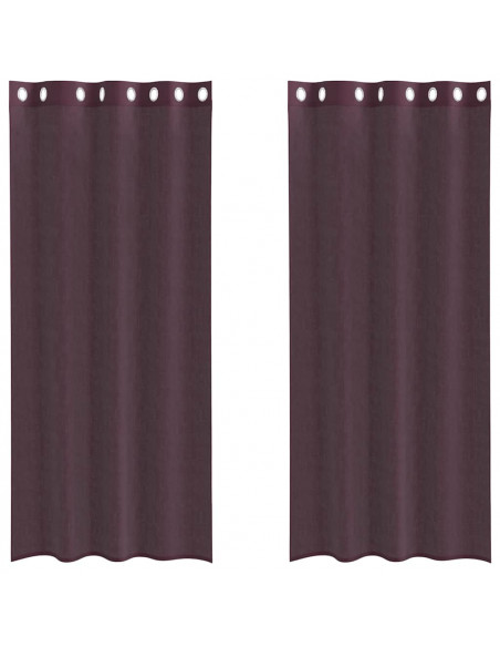 Tende in Voile con Occhielli 2 pz Viola 140x225 cm