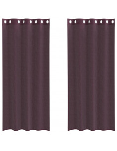 Tende in Voile con Occhielli 2 pz Viola 140x245 cm 2