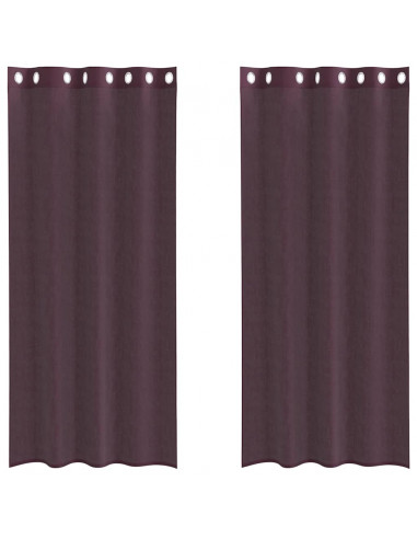 Tende in Voile con Occhielli 2 pz Viola 140x245 cm