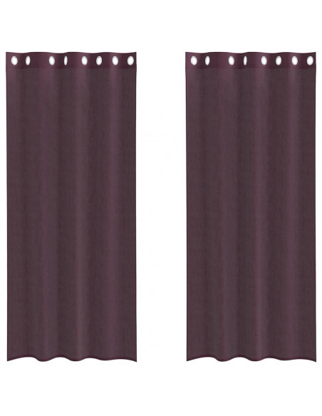 Tende in Voile con Occhielli 2 pz Viola 140x245 cm