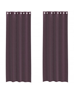 Tende in Voile con Occhielli 2 pz Viola 140x260 cm 2