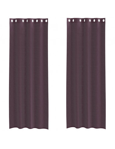 Tende in Voile con Occhielli 2 pz Viola 140x260 cm