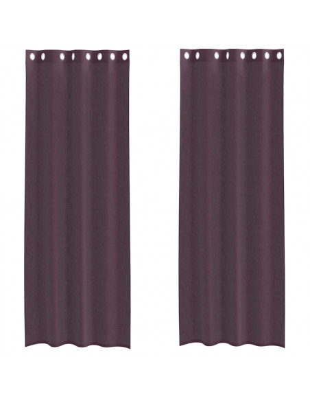 Tende in Voile con Occhielli 2 pz Viola 140x260 cm