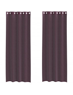 Tende in Voile con Occhielli 2 pz Viola 140x300 cm 2
